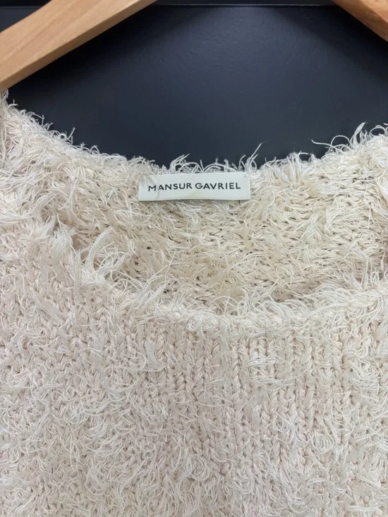 MANSUR GAVRIEL Silk sweater women’s large eyelash Frayed knit made in Italy - Picture 5 of 8